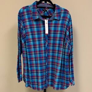 Talbots Pink and Blue Plaid Button Down Shirt